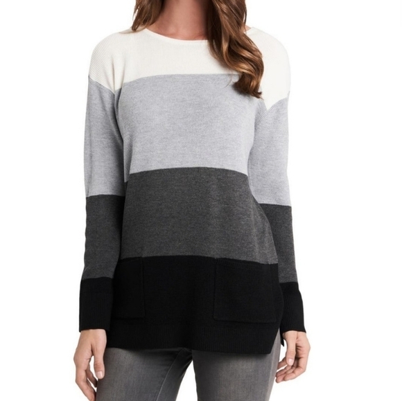 Vince Camuto Sweaters - Vince Camuto Antony Colorblock Stripe Knit Slouchy Pocket Sweater Size Medium